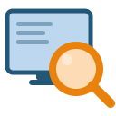 Icône représentant un écran d'ordinateur avec une loupe, symbole de l'agrandissement visuel ZoomText